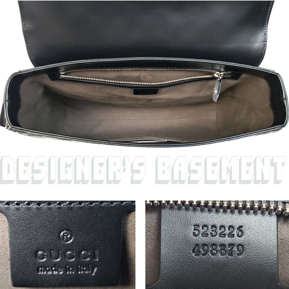 GUCCI black Micro Guccissima embossed leather Messenger crossbody shoulder Bag - Picture 7 of 8